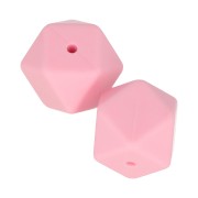 Cuentas hexagonalas de silicono 17 mm para portachupete - Rosa x2
