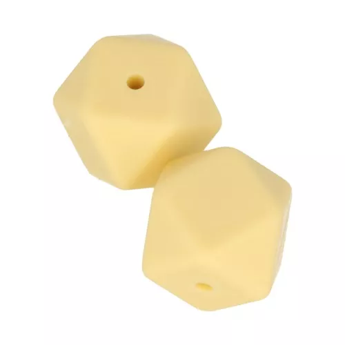 Cuentas hexagonalas de silicono 17 mm para portachupete - Amarillo x2