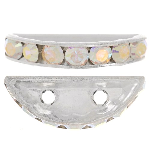 Rondel Media Luna 20x9 mm plateado Crystal AB x1