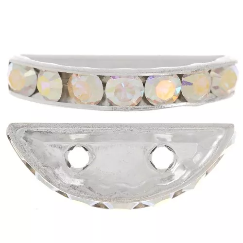 Rondel Media Luna 20x9 mm plateado Crystal AB x1
