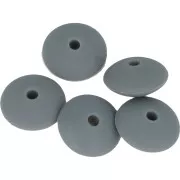 Cuentas redondas de silicono 12 mm para portachupete - Gris oscuro x5