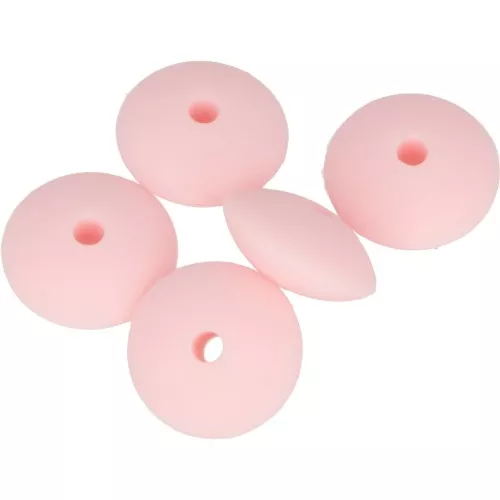 Cuentas redondas de silicono 12 mm para portachupete - Rosa Layette x5
