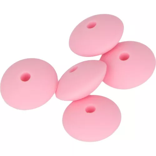 Cuentas redondas de silicono 12 mm para portachupete - Rosa x5