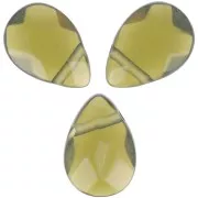 Cuentas en verre - Olivine  briolettes planas 11x9 mm x5