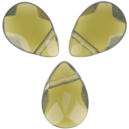 Cuentas en verre - Olivine briolettes planas 11x9 mm x5