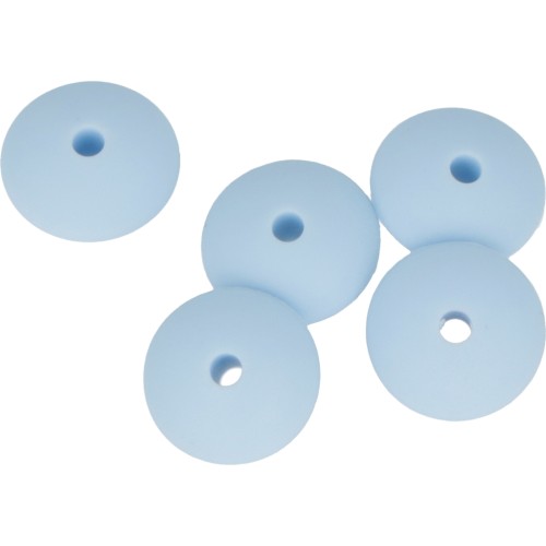 Cuentas redondas de silicono 12 mm para portachupete - Azul Layette x5