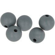 Cuentas redondas de silicono 10 mm para portachupete - Gris oscuro x5