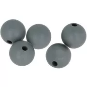 Cuentas redondas de silicono 10 mm para portachupete - Gris oscuro x5