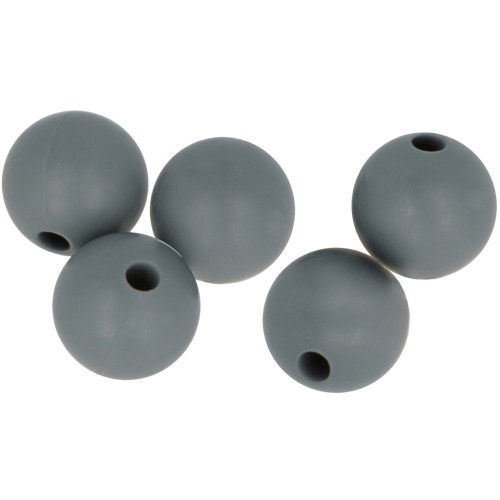 Cuentas redondas de silicono 10 mm para portachupete - Gris oscuro x5