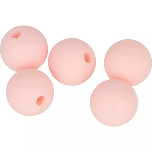 Cuentas redondas de silicono 10 mm para portachupete - Rosa Layette x5
