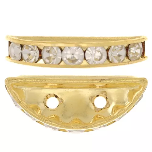 Rondel Media Luna 20x9 mm dorado Crystal  x1