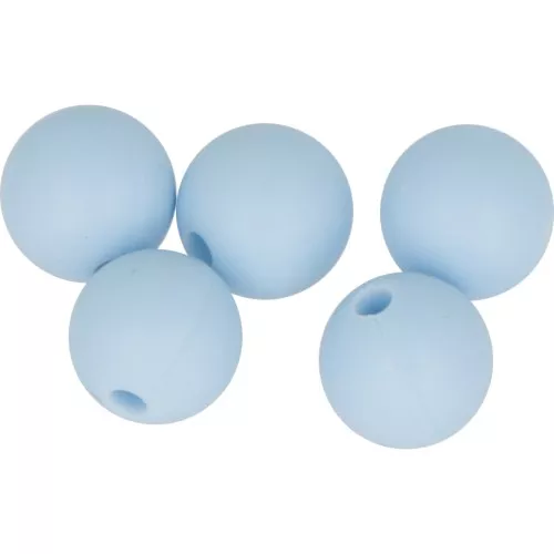Cuentas redondas de silicono 10 mm para portachupete - Azul Layette x5