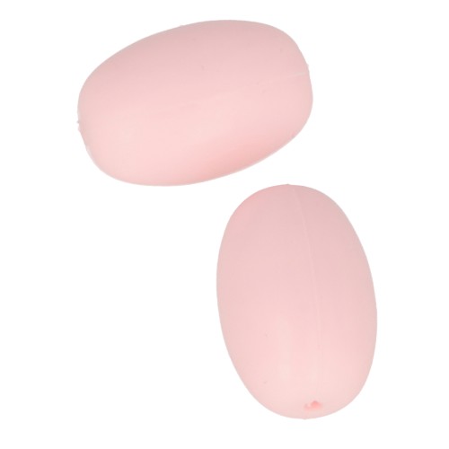 Cuentas de silicona forma oliva 20x13 mm para portachupete Rosa Layette x2
