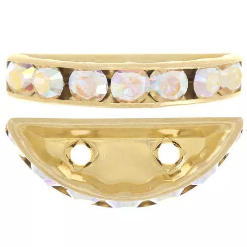 Rondel Media Luna 20x9 mm dorado Crystal AB x1