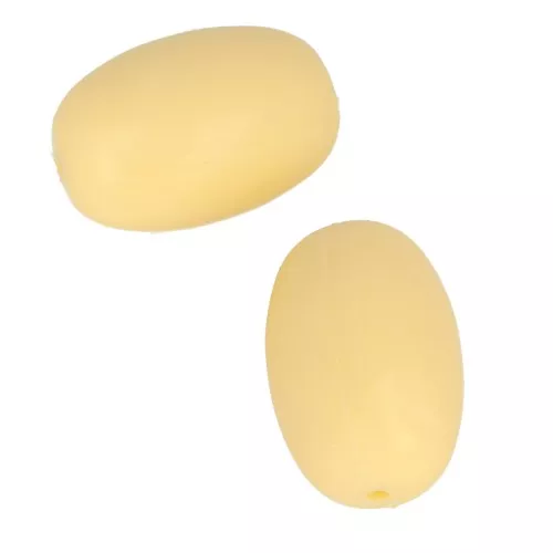 Cuentas de silicona forma oliva 20x13 mm para portachupete - Amarillo x2