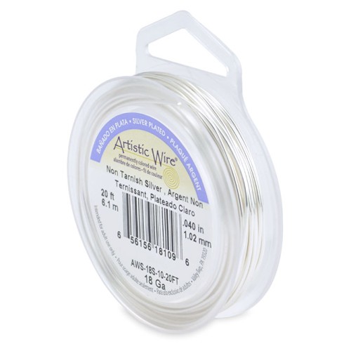Hilo de cobre Artistic Wire de 1 mm - Chapado en plata antideslustrante, 6,1 m
