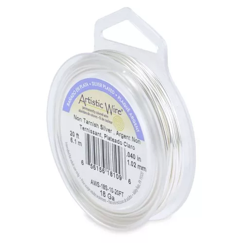 Hilo de cobre Artistic Wire de 1 mm - Chapado en plata resistente al deslustre x6.1m