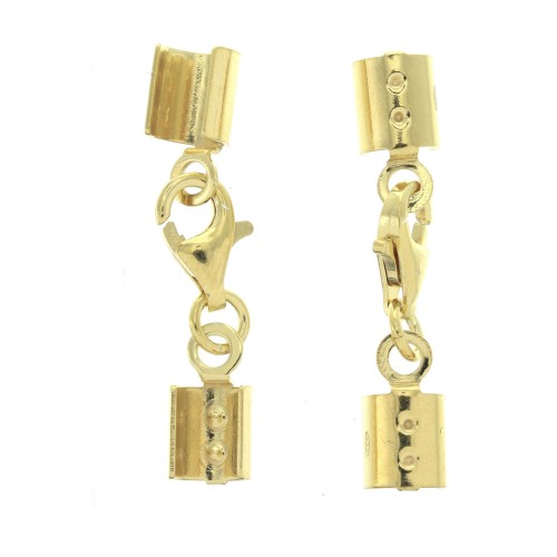 Cierre mosquetón con pinza redonda 3 mm de Plata 925 Dorado al oro fino x1