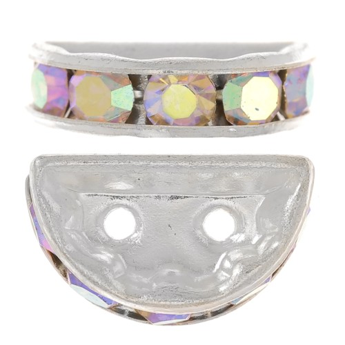 Rondel Media Luna 14x8 mm plateado Crystal AB x1