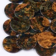 Colgante redondo de acetato de celulosa 28 mm Marmoleado Marrón - Azul x1