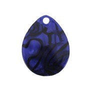 Colgante gota de acetato de celulosa 28.5x22 mm - Marmoleado Azul Oscuro Negro x1
