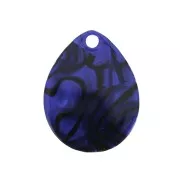 Colgante gota de acetato de celulosa 28.5x22 mm - Marmoleado Azul Oscuro Negro x1