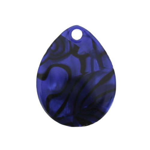 Colgante gota de acetato de celulosa 28.5x22 mm - Marmoleado Azul Oscuro Negro x1