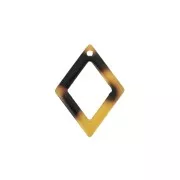 Colgante rombo calado de acetato 21x15 mm - Concha de tortuga Marrón - Negro x1