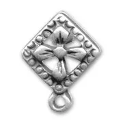 Pendientes flor 14 mm plateado antiguo x2