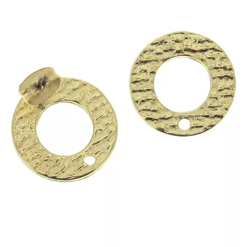 Ganchos pendientes redondos calados a decorar zamac 16 mm - Dorado con oro fino x2