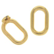 Pendidentes design ovalado redondo de zamac 21x13 mm - Dorado con oro fino x2