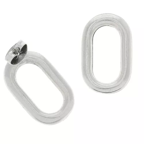 Pendidentes design ovalado redondo de zamac 21x13 mm - Plateado envejec x2