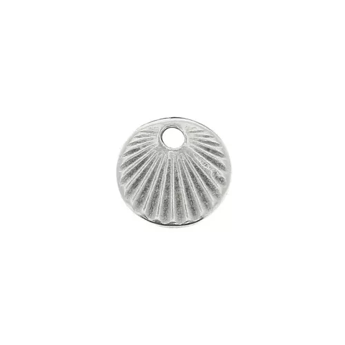 Mini dije redondo efecto arrugado 9.5 mm - Plateado envej x1