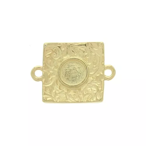 Entrepieza cuadrada 19x14 mm para resina - Dorado con oro fino x1