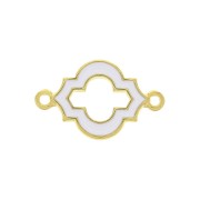 Entrepieza 2 anillas forma oriental y resina expoxi 22x14 mm - Dorado con oro fino - Blanco x1