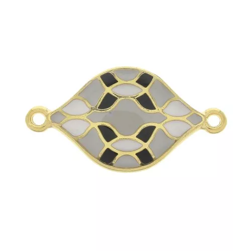 Entrepieza rombo azulejos avec résine époxy 27x15 mm - Dorado con oro fino - Gris - Negro x1