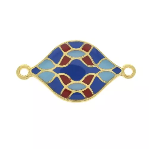 Entrepieza rombo azulejos avec résine époxy 27x15 mm - Dorado con oro fino - Azul - Rojo x1