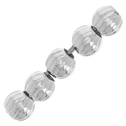 Cuentas Redondas Estriadas 6 mm - Plateado 925 x10