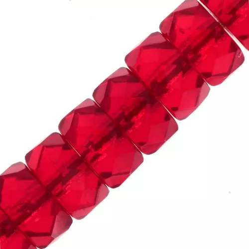 Cuentas arandalas Heishi facetadas 6x3 mm - Siam claro x25