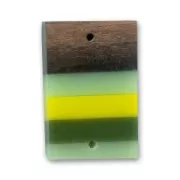 Entrepieza de madera rectángulo 27x17 mm Kamahong/Verde x 1