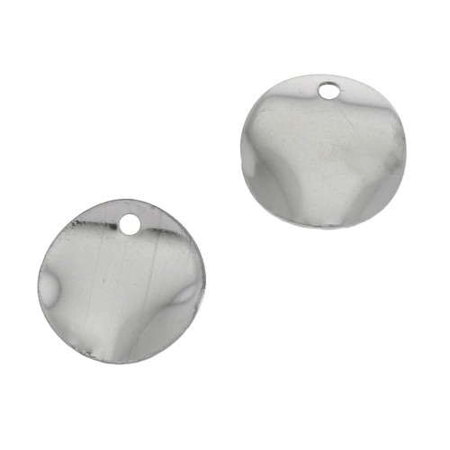 Dije redondo irregular arrugado 10 mm de Acero Inox x4