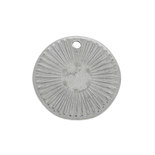 Dije redondo irregular a rayas 15 mm para cabuchones & strass 6mm - Acero inox x1