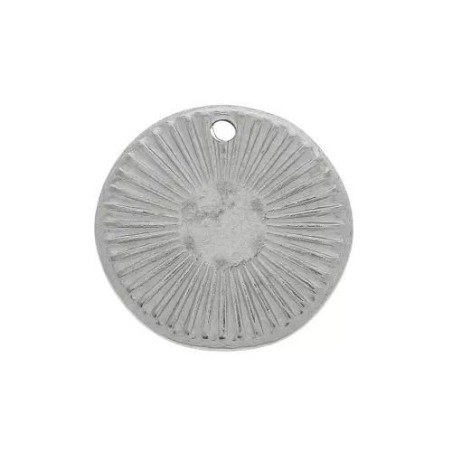 Dije redondo irregular a rayas 15 mm para cabuchones & strass 6mm - Acero inox x1