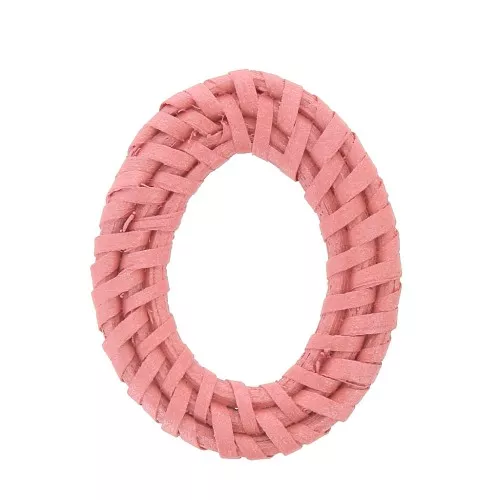 Ovalado de rátan 50x37 mm - Rosa efecto nacarado x1