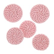 Disque en rátan 42 mm - Rosa claro efecto nacarado x1