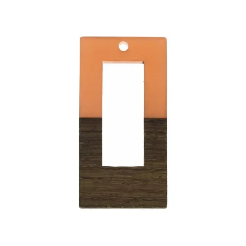 Colgante rectangular calado de resina imitación 38x19 mm Terracotta - Marrón x1