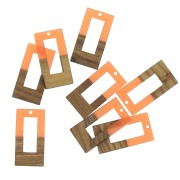 Colgante rectangular calado de resina imitación 38x19 mm Terracotta - Marrón x1