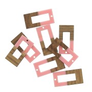 Colgante rectangular calado de resina imitación de madera 38x19 Salmón - Marrón x1