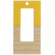 Colgante rectangular calado de resina imitación de madera 38x19 mm Amarillo - x1