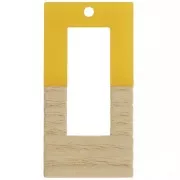 Colgante rectangular calado de resina imitación de madera 38x19 mm Amarillo - x1